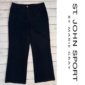 St. John Sport Women's Black Denim Cropped Straight Leg Jeans Size 4